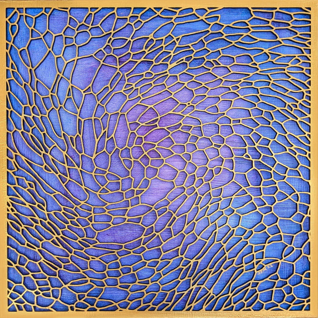 dimensional painting with purple and gold