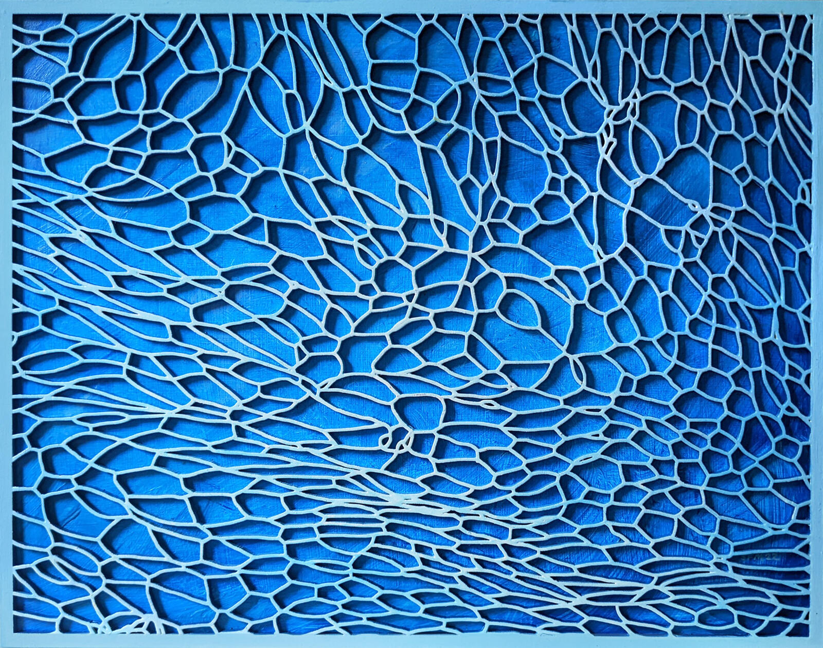 "Morning Moon" - 11" x 14" - Acrylic paint, Spray paint, Laser-etched masonite